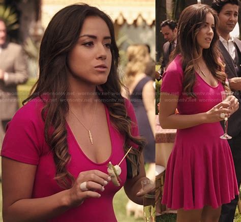 chloe bennet pink dress|WornOnTV: Skye’s pink flared dress on Agents Of SHIELD.